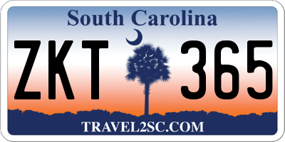 SC license plate ZKT365