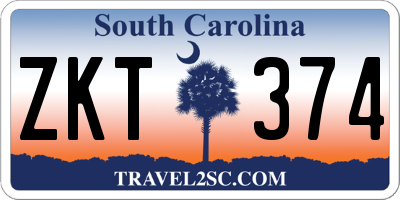 SC license plate ZKT374