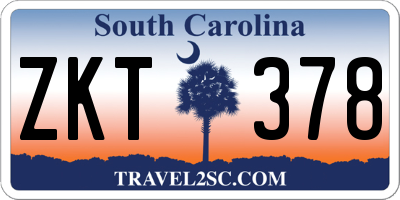 SC license plate ZKT378