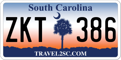SC license plate ZKT386