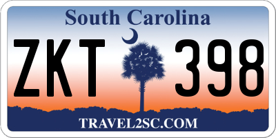SC license plate ZKT398