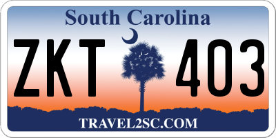 SC license plate ZKT403