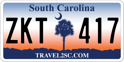 SC license plate ZKT417