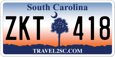SC license plate ZKT418