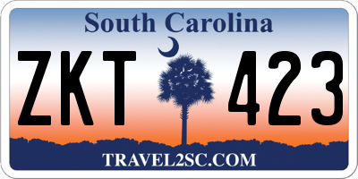 SC license plate ZKT423