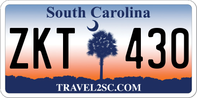 SC license plate ZKT430