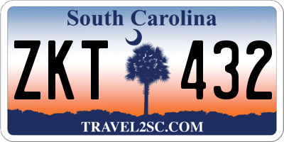 SC license plate ZKT432