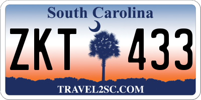 SC license plate ZKT433