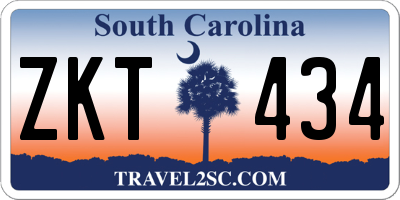 SC license plate ZKT434