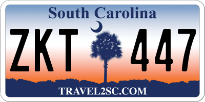 SC license plate ZKT447