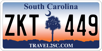 SC license plate ZKT449