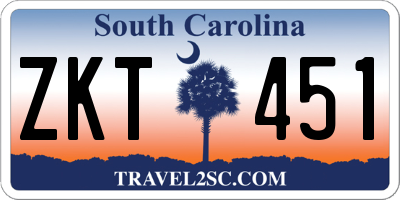 SC license plate ZKT451