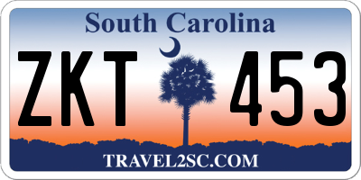 SC license plate ZKT453
