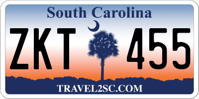 SC license plate ZKT455