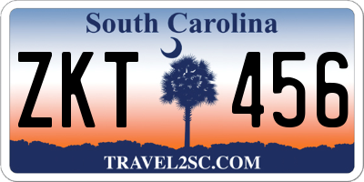 SC license plate ZKT456