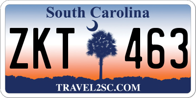 SC license plate ZKT463