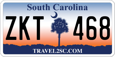 SC license plate ZKT468