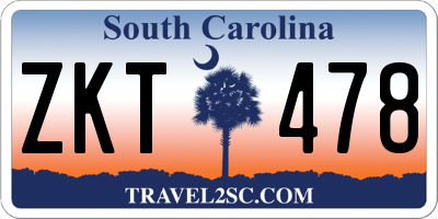 SC license plate ZKT478