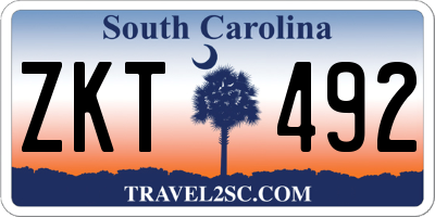 SC license plate ZKT492