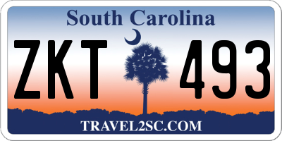 SC license plate ZKT493