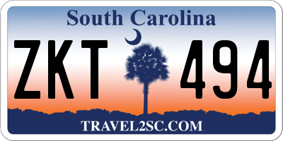 SC license plate ZKT494