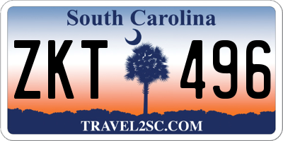 SC license plate ZKT496