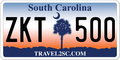 SC license plate ZKT500