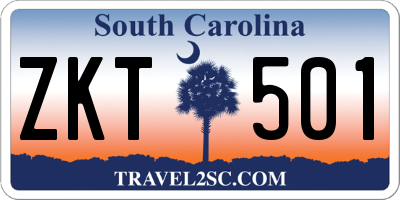 SC license plate ZKT501