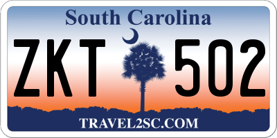 SC license plate ZKT502