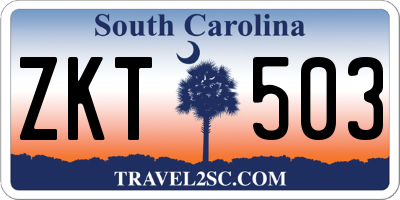 SC license plate ZKT503