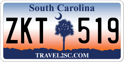 SC license plate ZKT519