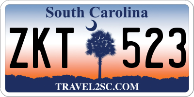 SC license plate ZKT523