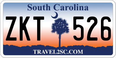 SC license plate ZKT526