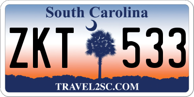 SC license plate ZKT533