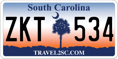 SC license plate ZKT534