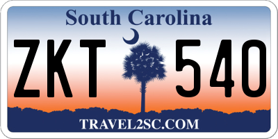 SC license plate ZKT540