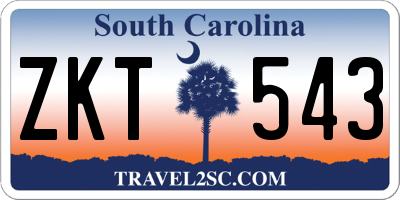 SC license plate ZKT543