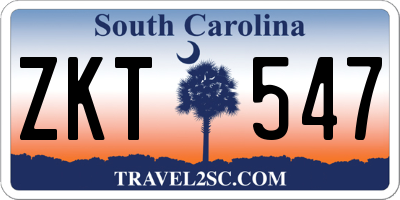 SC license plate ZKT547