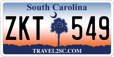 SC license plate ZKT549