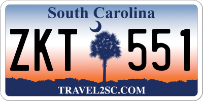SC license plate ZKT551