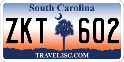 SC license plate ZKT602
