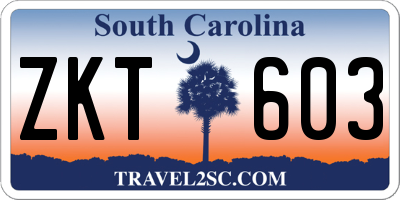 SC license plate ZKT603