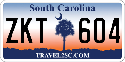 SC license plate ZKT604