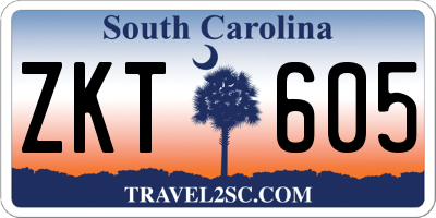 SC license plate ZKT605