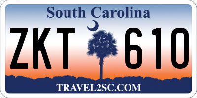 SC license plate ZKT610