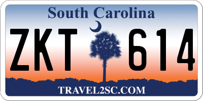 SC license plate ZKT614