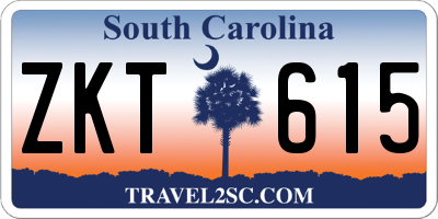 SC license plate ZKT615