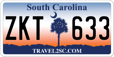 SC license plate ZKT633