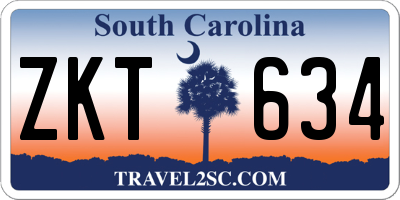 SC license plate ZKT634