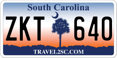 SC license plate ZKT640